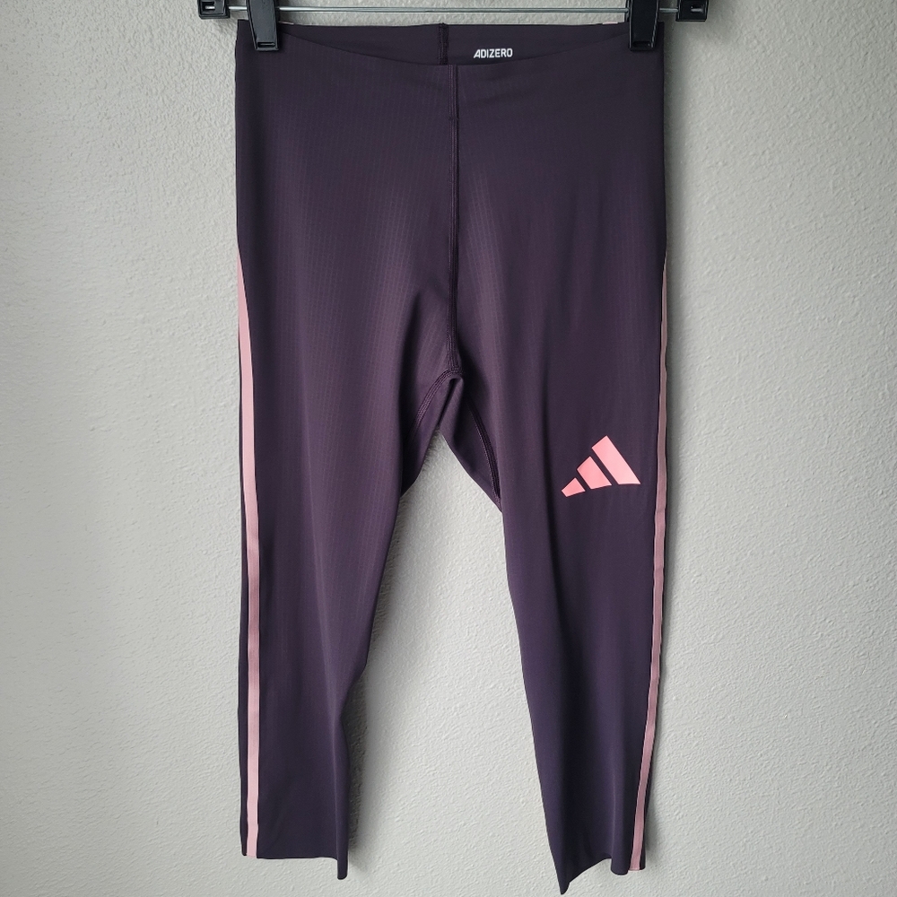 Adidas Pro Elite Adizero 3/4 Tight Leggings Small Color Aurora Black NWT